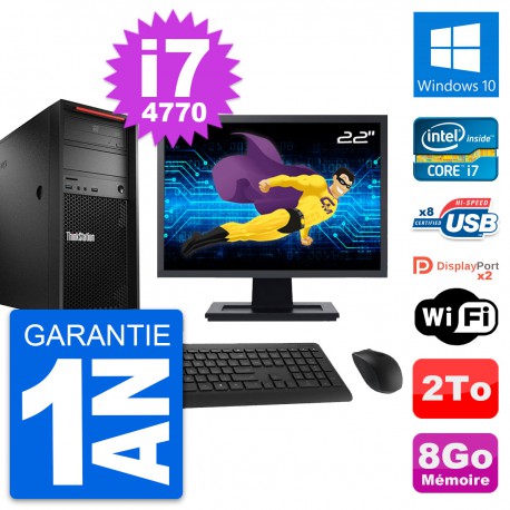 PC Tour Lenovo P300 Ecran 22" Intel i7-4770 RAM 8Go Disque 2To Windows 10 Wifi