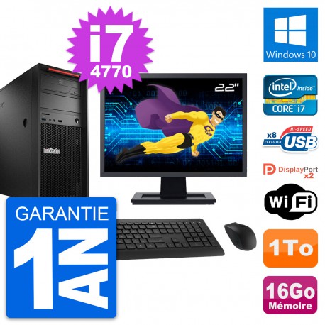 PC Tour Lenovo P300 Ecran 22" Intel i7-4770 RAM 16Go Disque 1To Windows 10 Wifi