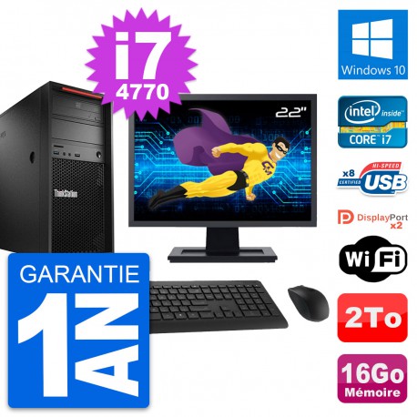 PC Tour Lenovo P300 Ecran 22" Intel i7-4770 RAM 16Go Disque 2To Windows 10 Wifi