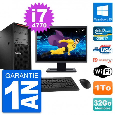 PC Tour Lenovo P300 Ecran 22" Intel i7-4770 RAM 32Go Disque 1To Windows 10 Wifi