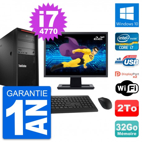 PC Tour Lenovo P300 Ecran 22" Intel i7-4770 RAM 32Go Disque 2To Windows 10 Wifi