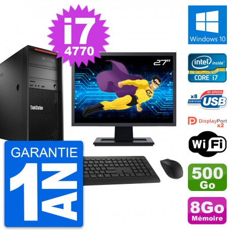 PC Tour Lenovo P300 Ecran 27" Intel i7-4770 RAM 8Go Disque 500Go Windows 10 Wifi