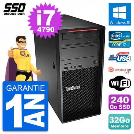 PC Tour Lenovo ThinkStation P300 Core i7-4790 RAM 32Go SSD 240Go Windows 10 Wifi