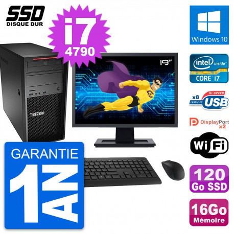 PC Tour Lenovo P300 Ecran 19" Intel i7-4790 RAM 16Go SSD 120Go Windows 10 Wifi