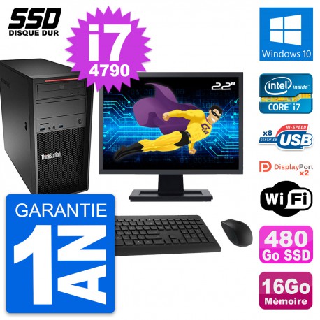 PC Tour Lenovo P300 Ecran 22" Intel i7-4790 RAM 16Go SSD 480Go Windows 10 Wifi