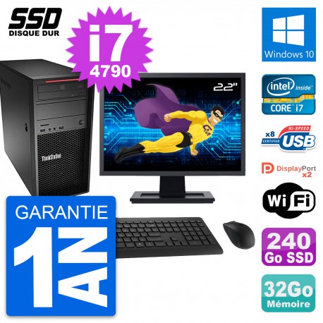 PC Tour Lenovo P300 Ecran 22" Intel i7-4790 RAM 32Go SSD 240Go Windows 10 Wifi
