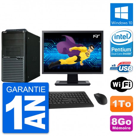 PC Tour Acer M2630G Ecran 19" Intel G3220 RAM 8Go Disque Dur 1To Windows 10 Wifi
