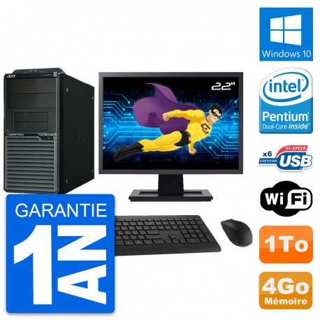PC Tour Acer M2630G Ecran 22" Intel G3220 RAM 4Go Disque Dur 1To Windows 10 Wifi
