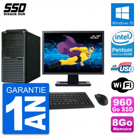 PC Tour Acer M2630G Ecran 22" Intel G3220 RAM 8Go SSD 960Go Windows 10 Wifi