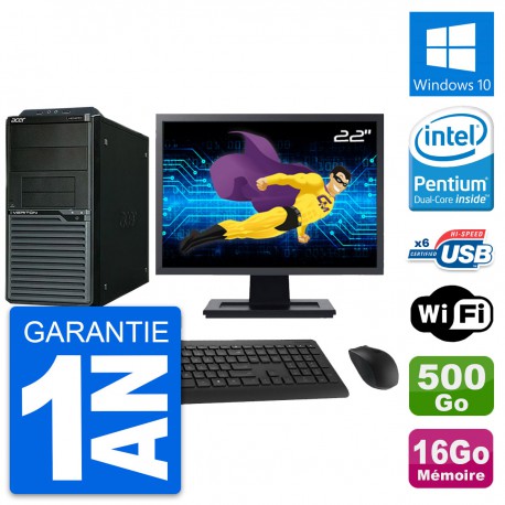 PC Tour Acer M2630G Ecran 22" Intel G3220 RAM 16Go Disque 500Go Windows 10 Wifi
