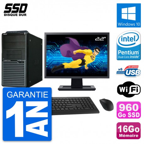 PC Tour Acer M2630G Ecran 22" Intel G3220 RAM 16Go SSD 960Go Windows 10 Wifi