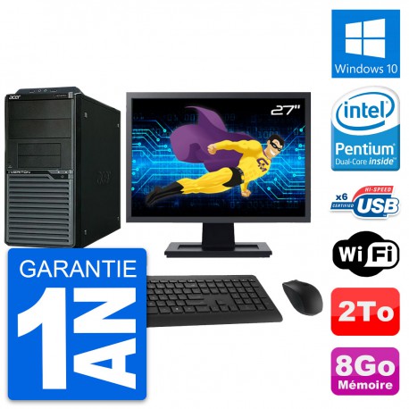 PC Tour Acer M2630G Ecran 27" Intel G3220 RAM 8Go Disque Dur 2To Windows 10 Wifi