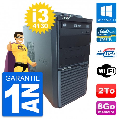 PC Tour Acer Veriton M2630G Intel i3-4130 RAM 8Go Disque Dur 2To Windows 10 Wifi