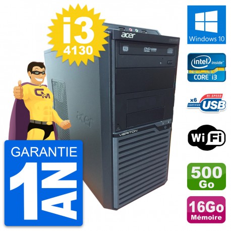 PC Tour Acer Veriton M2630G Intel i3-4130 RAM 16Go Disque 500Go Windows 10 Wifi