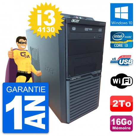 PC Tour Acer Veriton M2630G Intel i3-4130 RAM 16Go Disque 2To Windows 10 Wifi