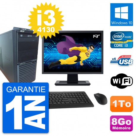 PC Tour Acer M2630G Ecran 19" Intel i3-4130 RAM 8Go Disque 1To Windows 10 Wifi