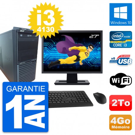 PC Tour Acer M2630G Ecran 27" Intel i3-4130 RAM 4Go Disque 2To Windows 10 Wifi
