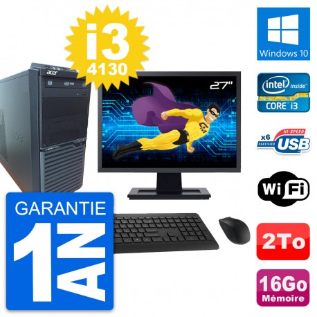 PC Tour Acer M2630G Ecran 27" Intel i3-4130 RAM 16Go Disque 2To Windows 10 Wifi