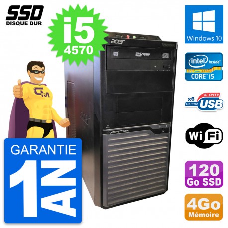 PC Tour Acer Veriton M2630G Intel Core i5-4570 RAM 4Go SSD 120Go Windows 10 Wifi
