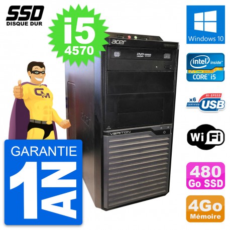 PC Tour Acer Veriton M2630G Intel Core i5-4570 RAM 4Go SSD 480Go Windows 10 Wifi