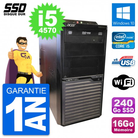 PC Tour Acer Veriton M2630G Intel i5-4570 RAM 16Go SSD 240Go Windows 10 Wifi