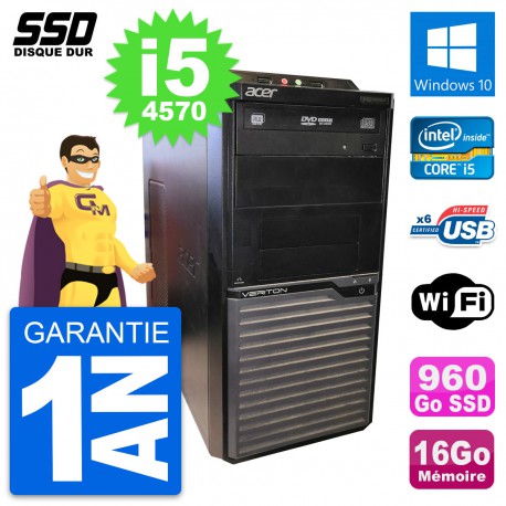 PC Tour Acer Veriton M2630G Intel i5-4570 RAM 16Go SSD 960Go Windows 10 Wifi