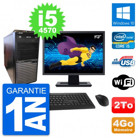 PC Tour Acer M2630G Ecran 19" Intel i5-4570 RAM 4Go Disque 2To Windows 10 Wifi
