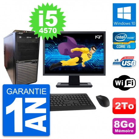 PC Tour Acer M2630G Ecran 19" Intel i5-4570 RAM 8Go Disque 2To Windows 10 Wifi