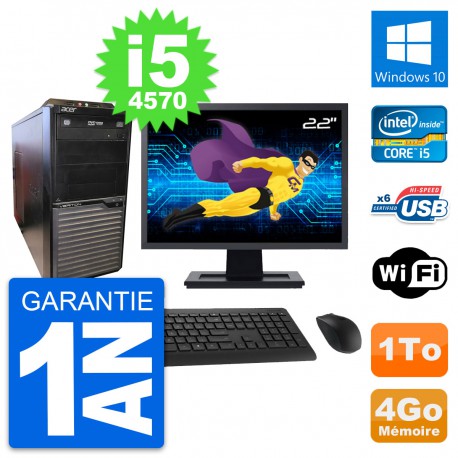 PC Tour Acer M2630G Ecran 22" Intel i5-4570 RAM 4Go Disque 1To Windows 10 Wifi