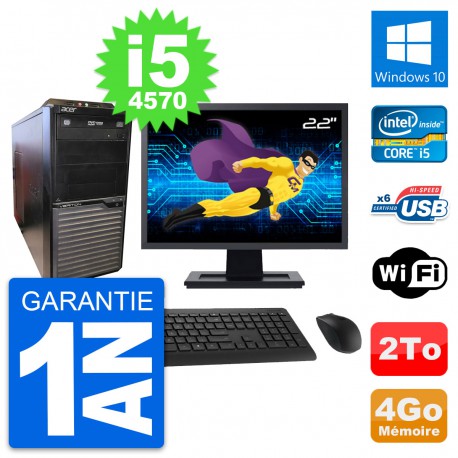 PC Tour Acer M2630G Ecran 22" Intel i5-4570 RAM 4Go Disque 2To Windows 10 Wifi