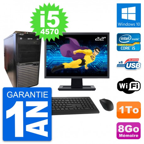 PC Tour Acer M2630G Ecran 22" Intel i5-4570 RAM 8Go Disque Dur 1To Windows 10 Wifi