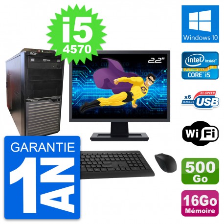 PC Tour Acer M2630G Ecran 22" Core i5-4570 RAM 16Go Disque 500Go Windows 10 Wifi
