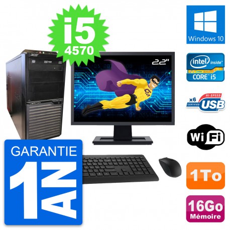 PC Tour Acer M2630G Ecran 22" Intel i5-4570 RAM 16Go Disque 1To Windows 10 Wifi