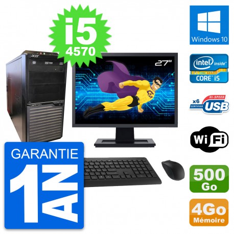 PC Tour Acer M2630G Ecran 27" Intel i5-4570 RAM 4Go Disque 500Go Windows 10 Wifi