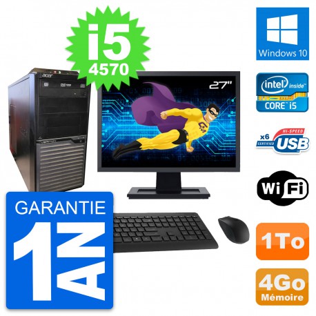 PC Tour Acer M2630G Ecran 27" Intel i5-4570 RAM 4Go Disque 1To Windows 10 Wifi