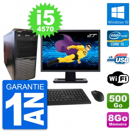 PC Tour Acer M2630G Ecran 27" Intel i5-4570 RAM 8Go Disque 500Go Windows 10 Wifi