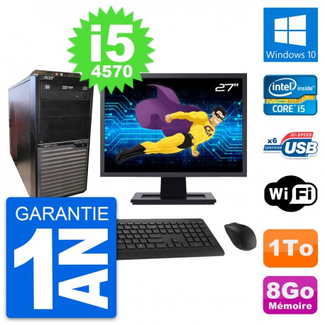 PC Tour Acer M2630G Ecran 27" Intel i5-4570 RAM 8Go Disque 1To Windows 10 Wifi