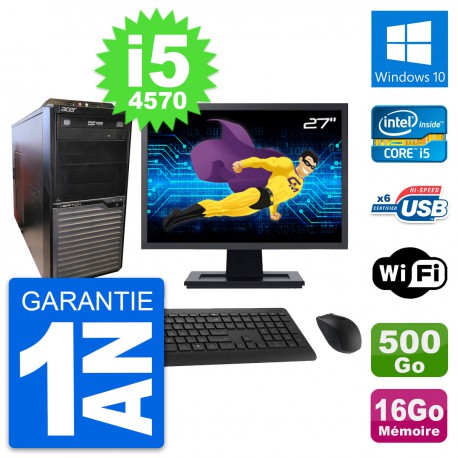 PC Tour Acer M2630G Ecran 27" Core i5-4570 RAM 16Go Disque 500Go Windows 10 Wifi
