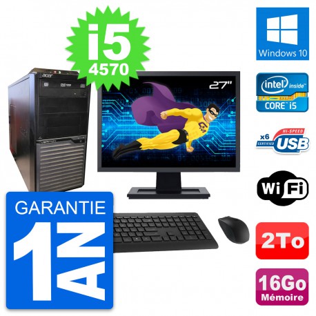 PC Tour Acer M2630G Ecran 27" Intel i5-4570 RAM 16Go Disque 2To Windows 10 Wifi