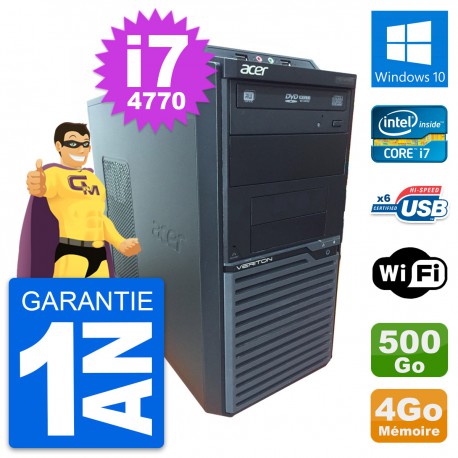 PC Tour Acer Veriton M2630G Intel i7-4770 RAM 4Go Disque 500Go Windows 10 Wifi