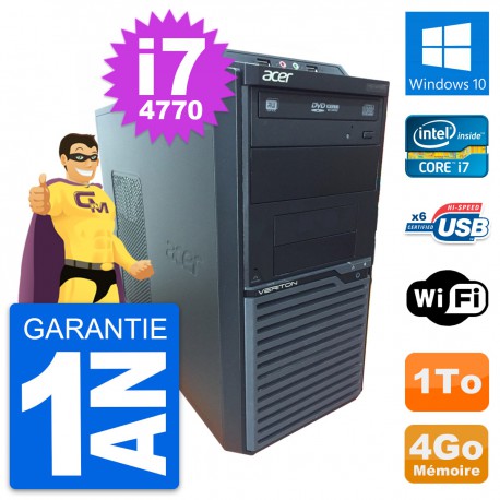 PC Tour Acer Veriton M2630G Intel i7-4770 RAM 4Go Disque Dur 1To Windows 10 Wifi