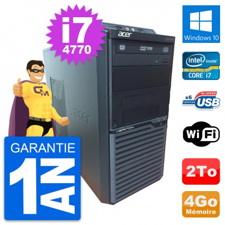PC Tour Acer Veriton M2630G Intel i7-4770 RAM 4Go Disque Dur 2To Windows 10 Wifi