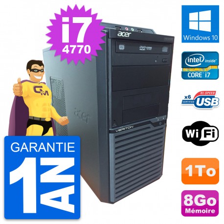 PC Tour Acer Veriton M2630G Intel i7-4770 RAM 8Go Disque Dur 1To Windows 10 Wifi