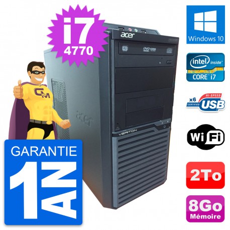 PC Tour Acer Veriton M2630G Intel i7-4770 RAM 8Go Disque Dur 2To Windows 10 Wifi