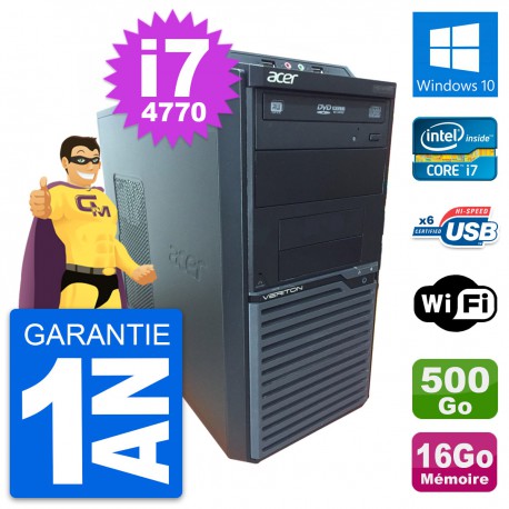 PC Tour Acer Veriton M2630G Intel i7-4770 RAM 16Go Disque 500Go Windows 10 Wifi