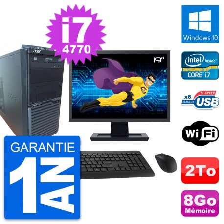 PC Tour Acer M2630G Ecran 19" Intel i7-4770 RAM 8Go Disque 2To Windows 10 Wifi