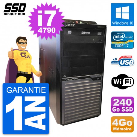 PC Tour Acer Veriton M2630G Intel Core i7-4790 RAM 4Go SSD 240Go Windows 10 Wifi