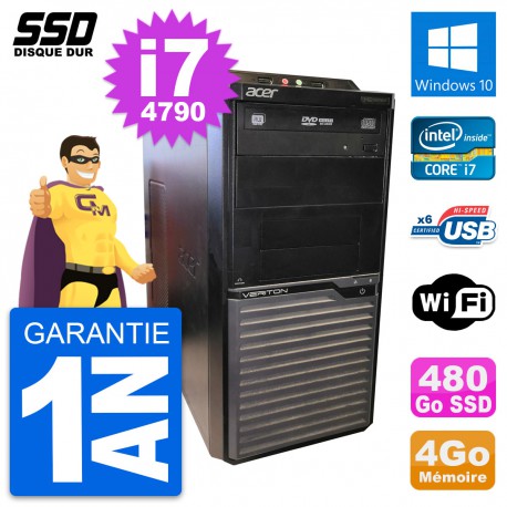 PC Tour Acer Veriton M2630G Intel Core i7-4790 RAM 4Go SSD 480Go Windows 10 Wifi