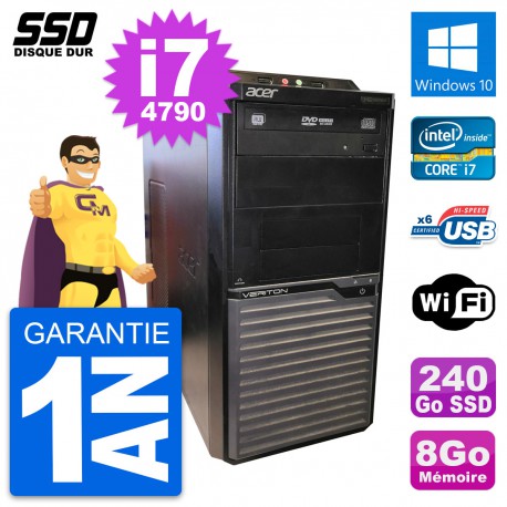 PC Tour Acer Veriton M2630G Intel Core i7-4790 RAM 8Go SSD 240Go Windows 10 Wifi