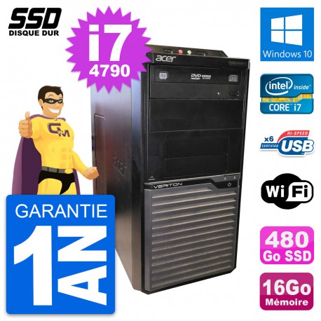 PC Tour Acer Veriton M2630G Intel i7-4790 RAM 16Go SSD 480Go Windows 10 Wifi